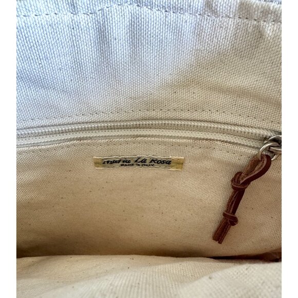 Woven MARIA LA ROSA ITALY Patchwork PURSE Shoulder Bag 10x10" Leather Strap Vtg - Picture 8 of 8